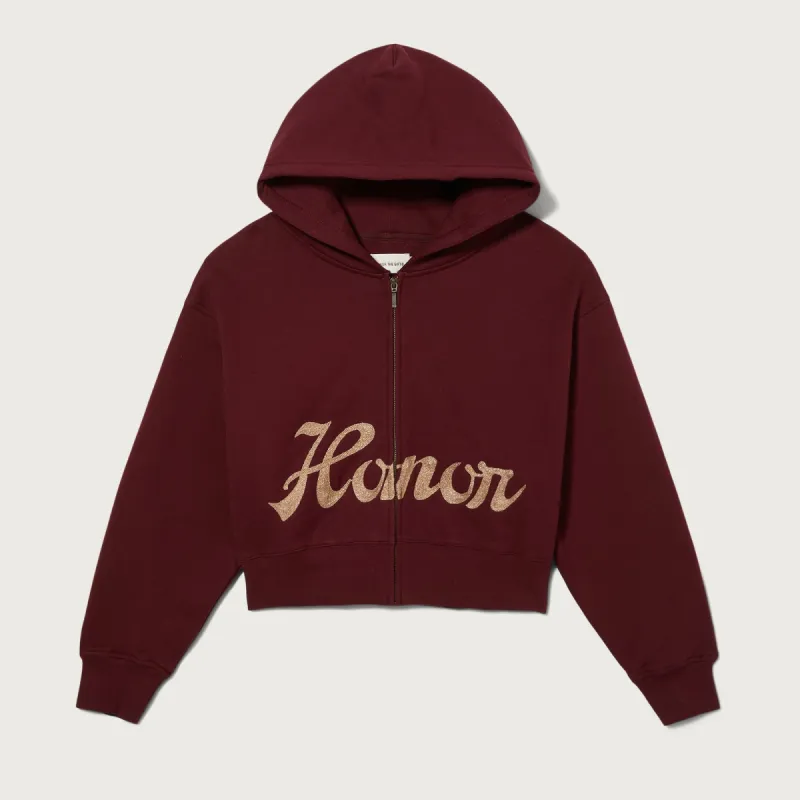 Womens Cropped Hoodie - Burgundy made by Honor the Gift