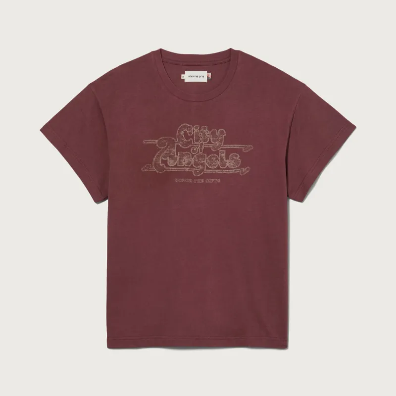 Womens Los Angeles T-Shirt - Burgundy made by Honor the Gift