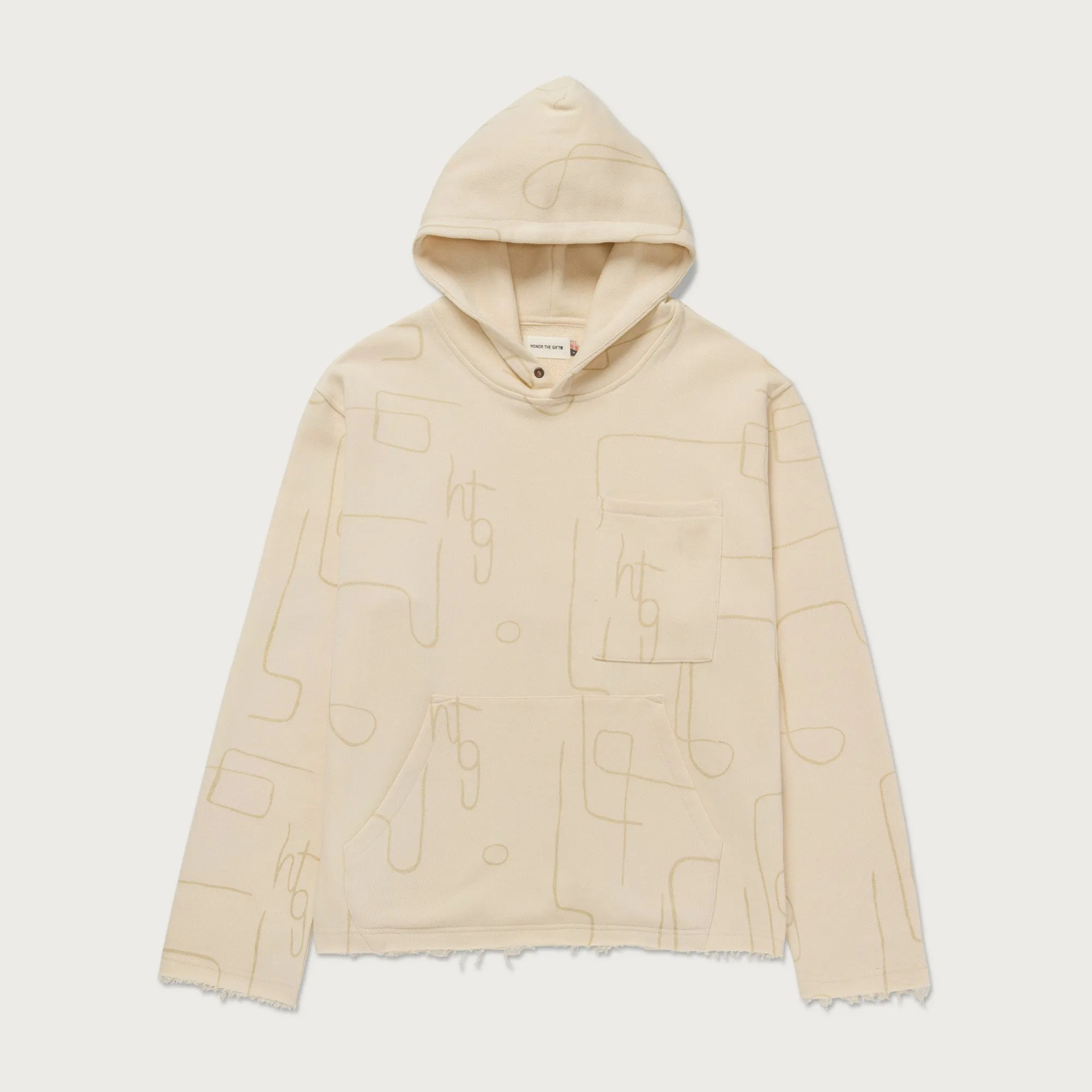 Novelty Printed Terry Hoodie - Bone sold by Honor the Gift