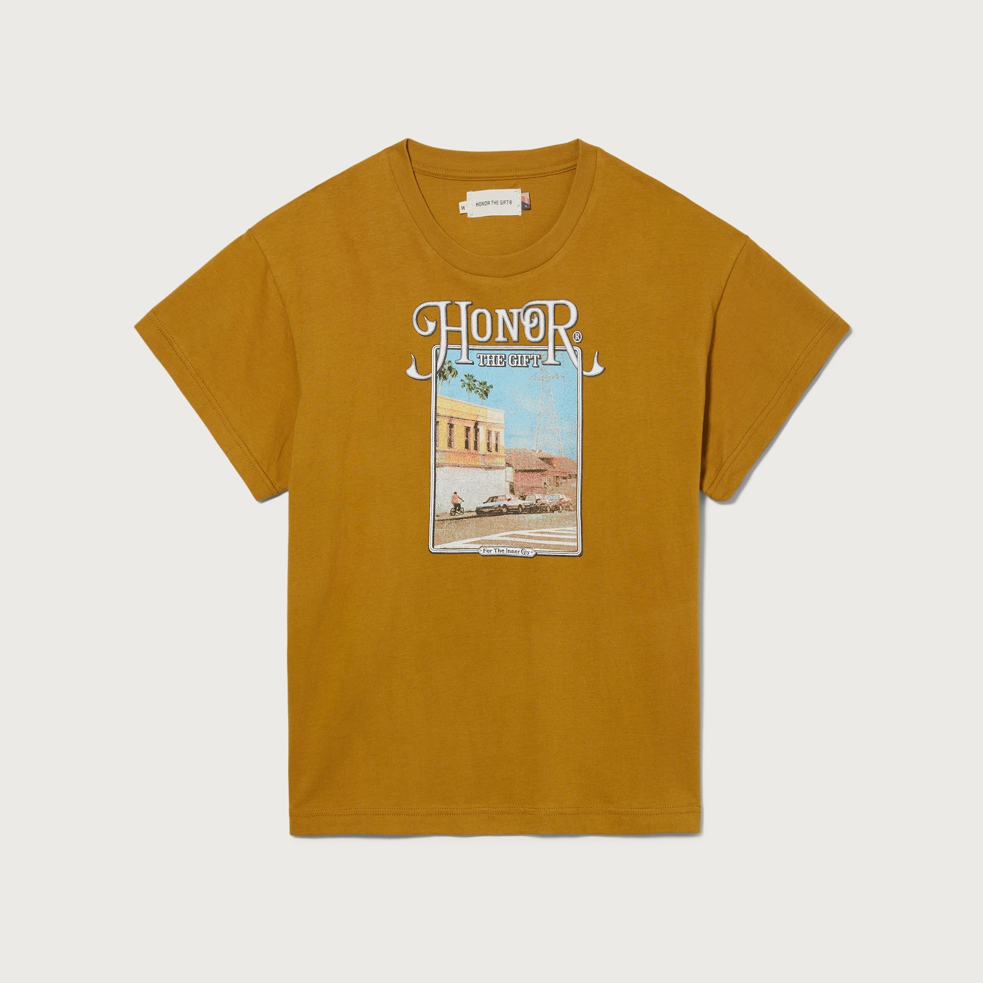 Womens Our Block T-Shirt - Mustard sold by Honor the Gift