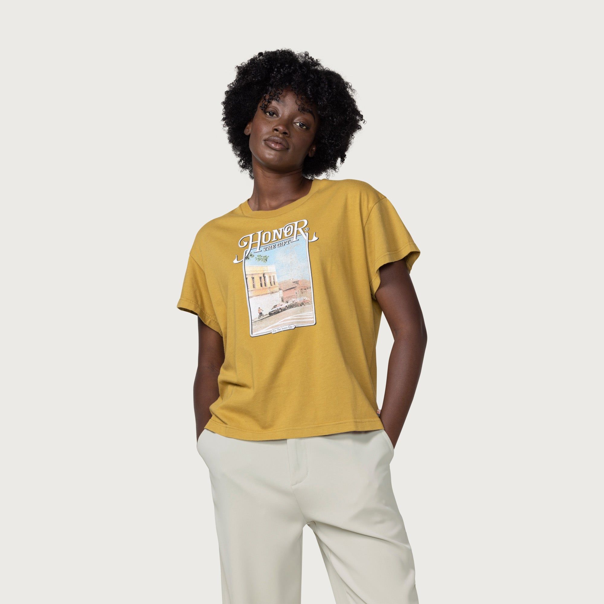 Womens Our Block T-Shirt - Mustard sold by Honor the Gift product image thumbnail 4