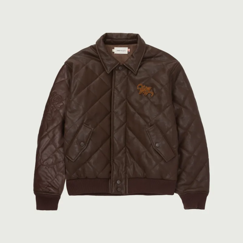 Womens Quilted Bomber - Brown sold by Honor the Gift