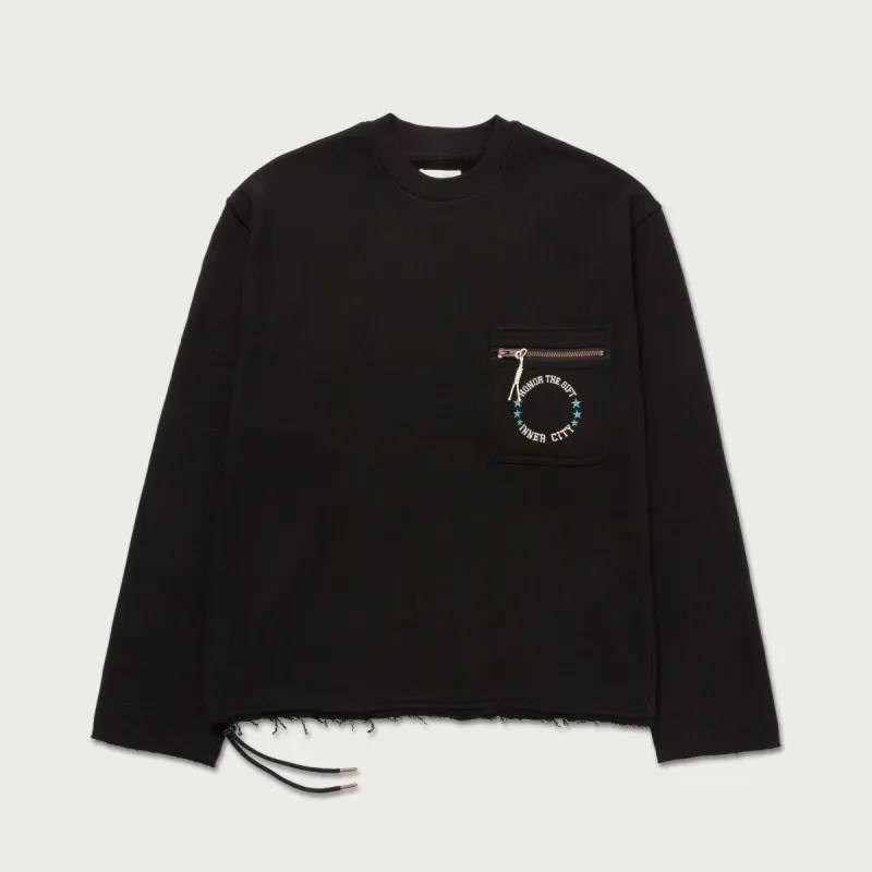 Pocket Pullover Crewneck Sweater - Black sold by Honor the Gift
