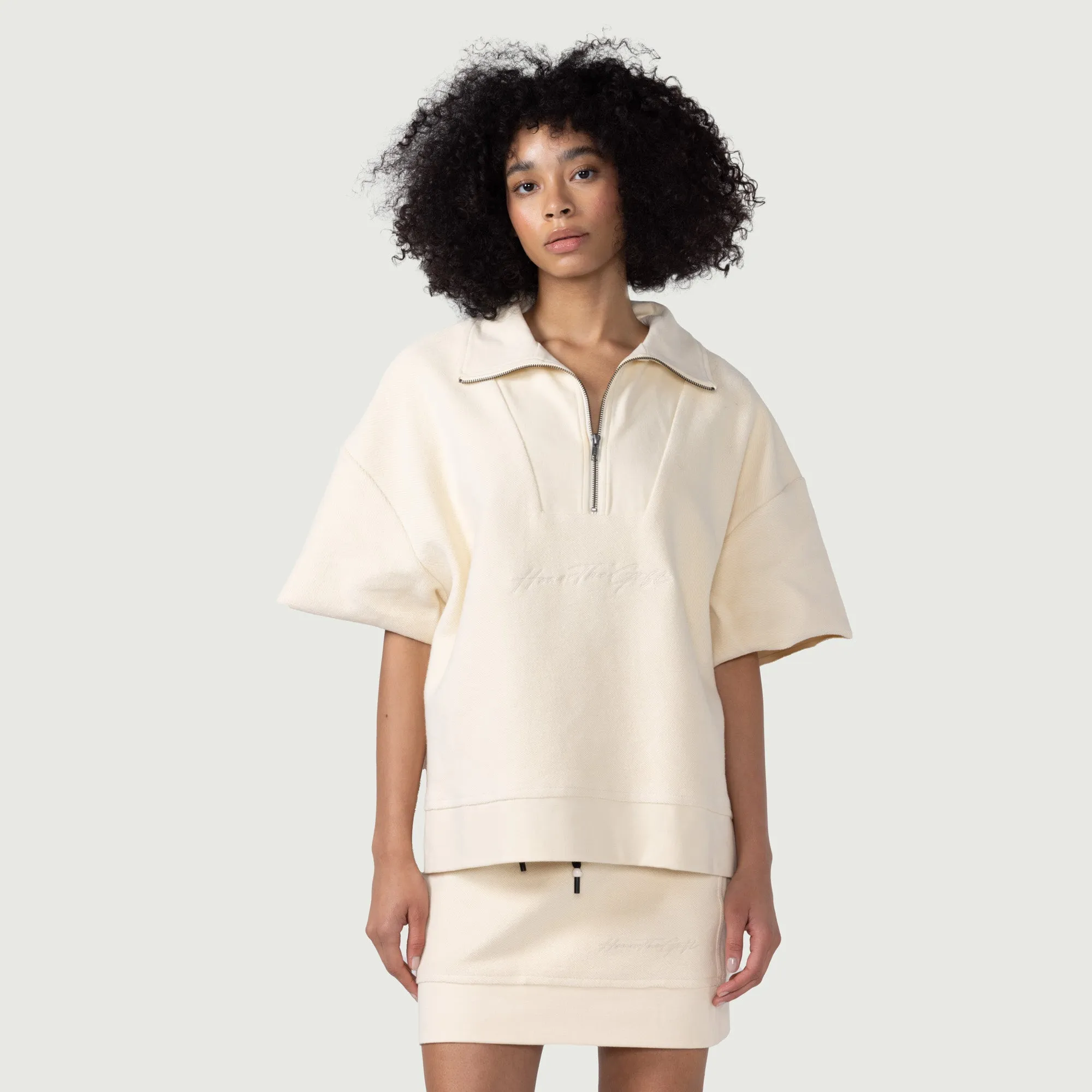 Womens French Terry 1/2 Zip - Bone sold by Honor the Gift product image thumbnail 4