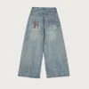 Wide Leg Stamped Denim Pant - Lt. Indigo sold by Honor the Gift