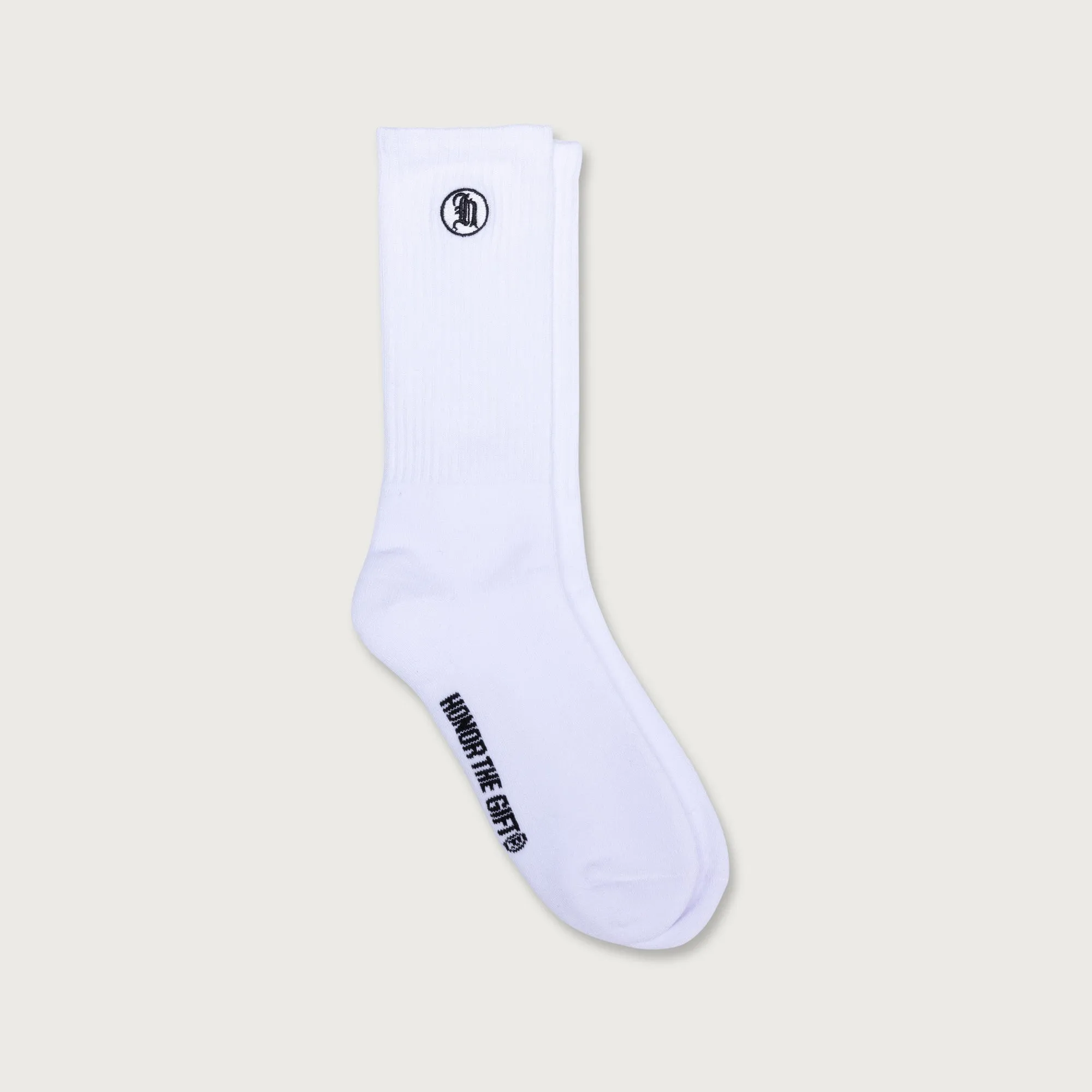 Stamp Ribbed Sock - White sold by Honor the Gift