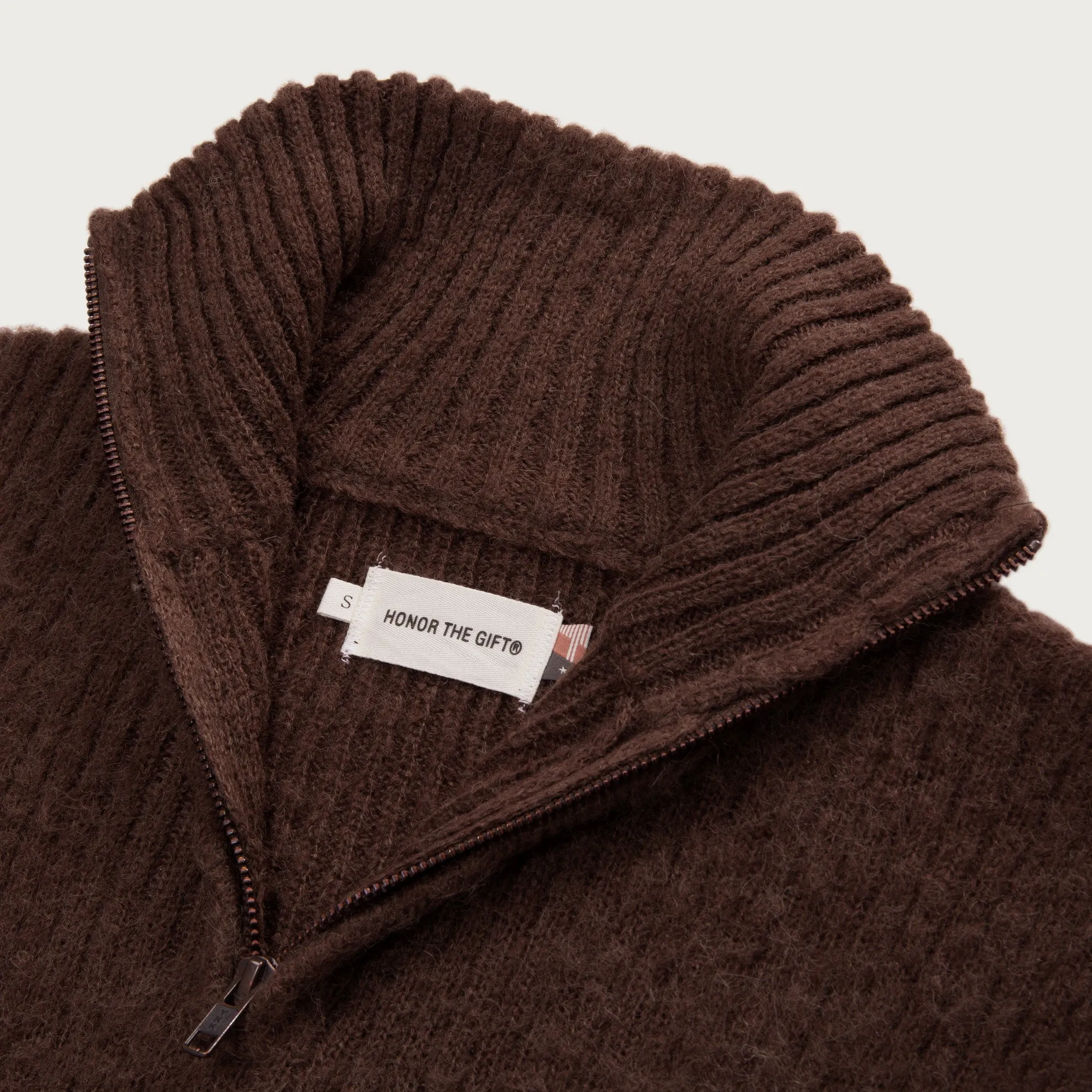 Womens Oversize Knit Quarter Zip - Brown sold by Honor the Gift product image thumbnail 4