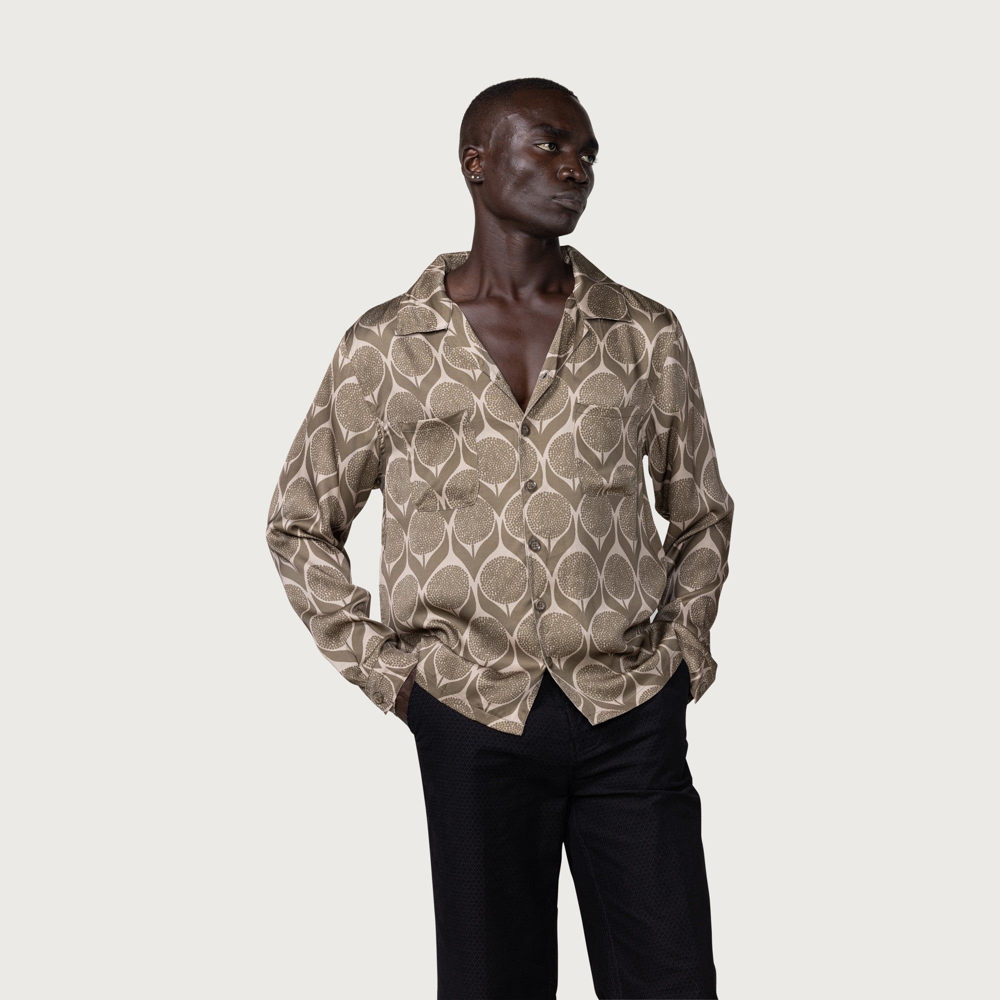 L/S Floral Button Up - Olive sold by Honor the Gift product image thumbnail 4