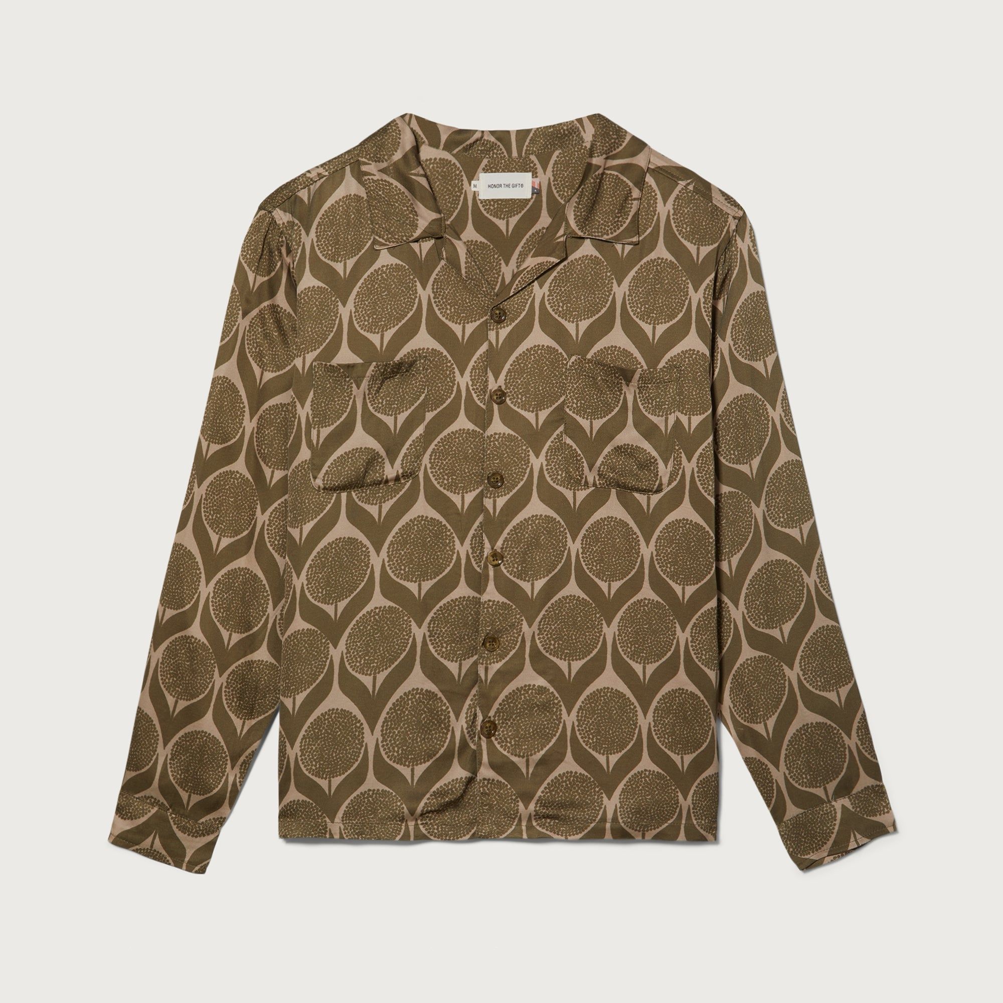L/S Floral Button Up - Olive sold by Honor the Gift