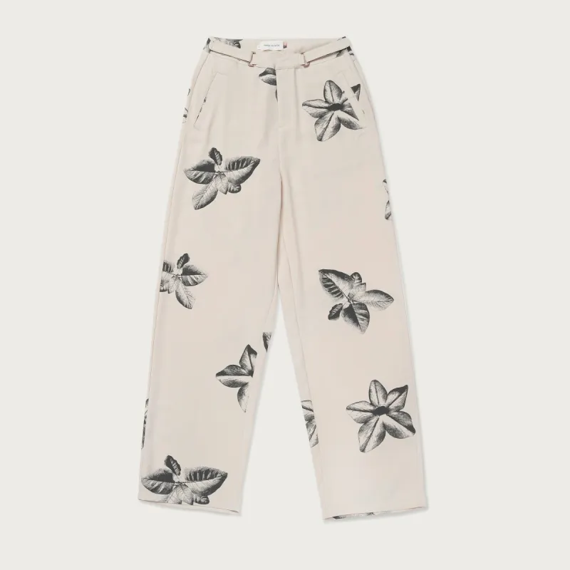 Womens Floral Print Trouser - Cream sold by Honor the Gift