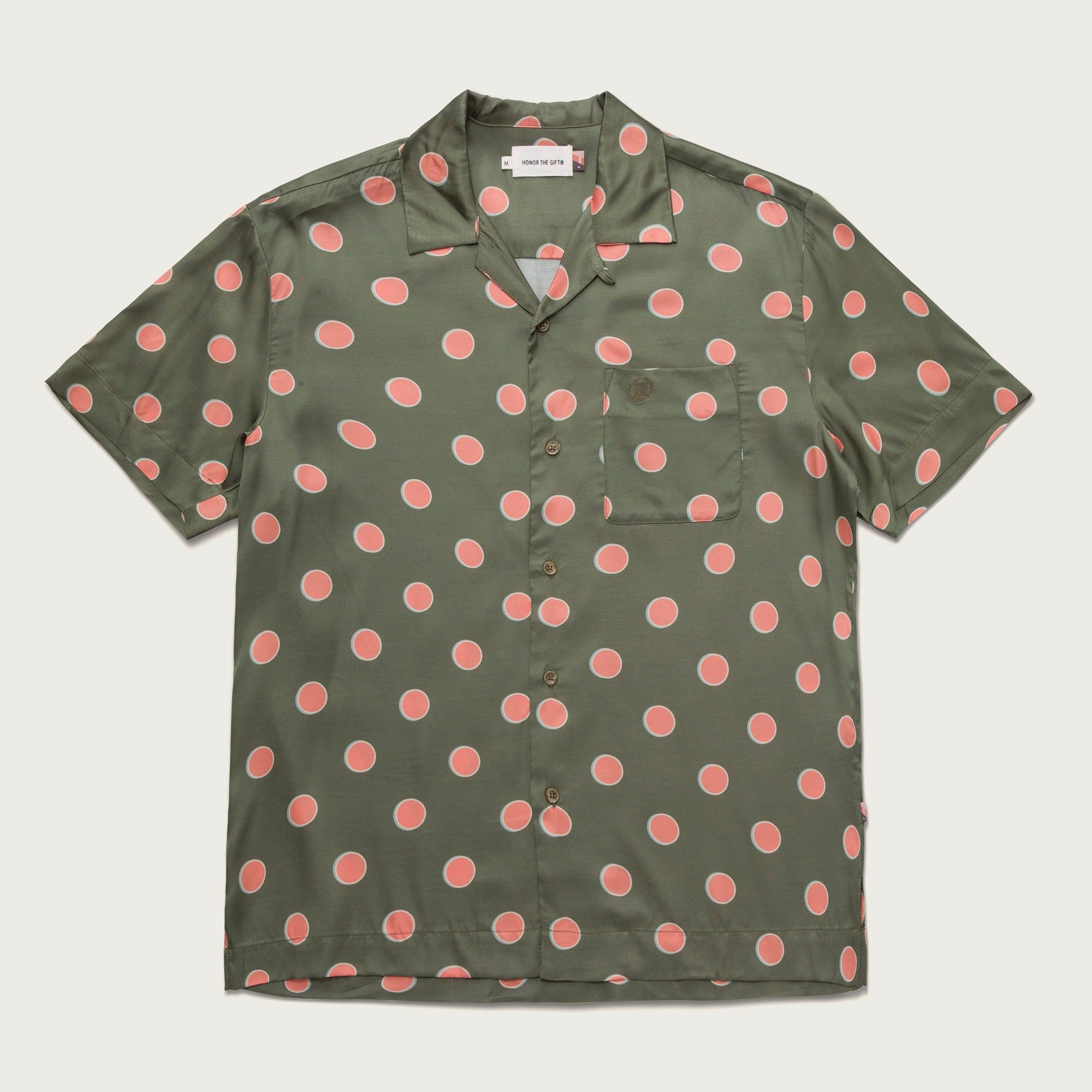 Century Camp Button Up - Green Polkadot sold by Honor the Gift