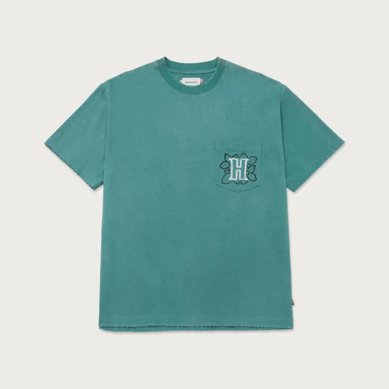 Floral Pocket T-Shirt - Teal made by Honor the Gift