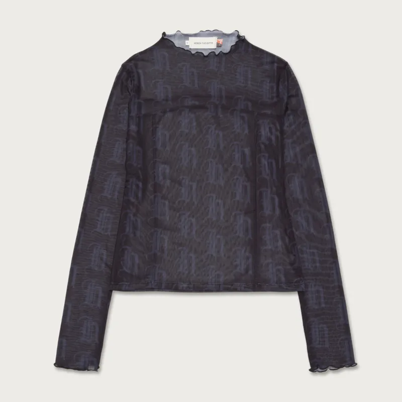 Womens L/S Mesh Top - Black sold by Honor the Gift