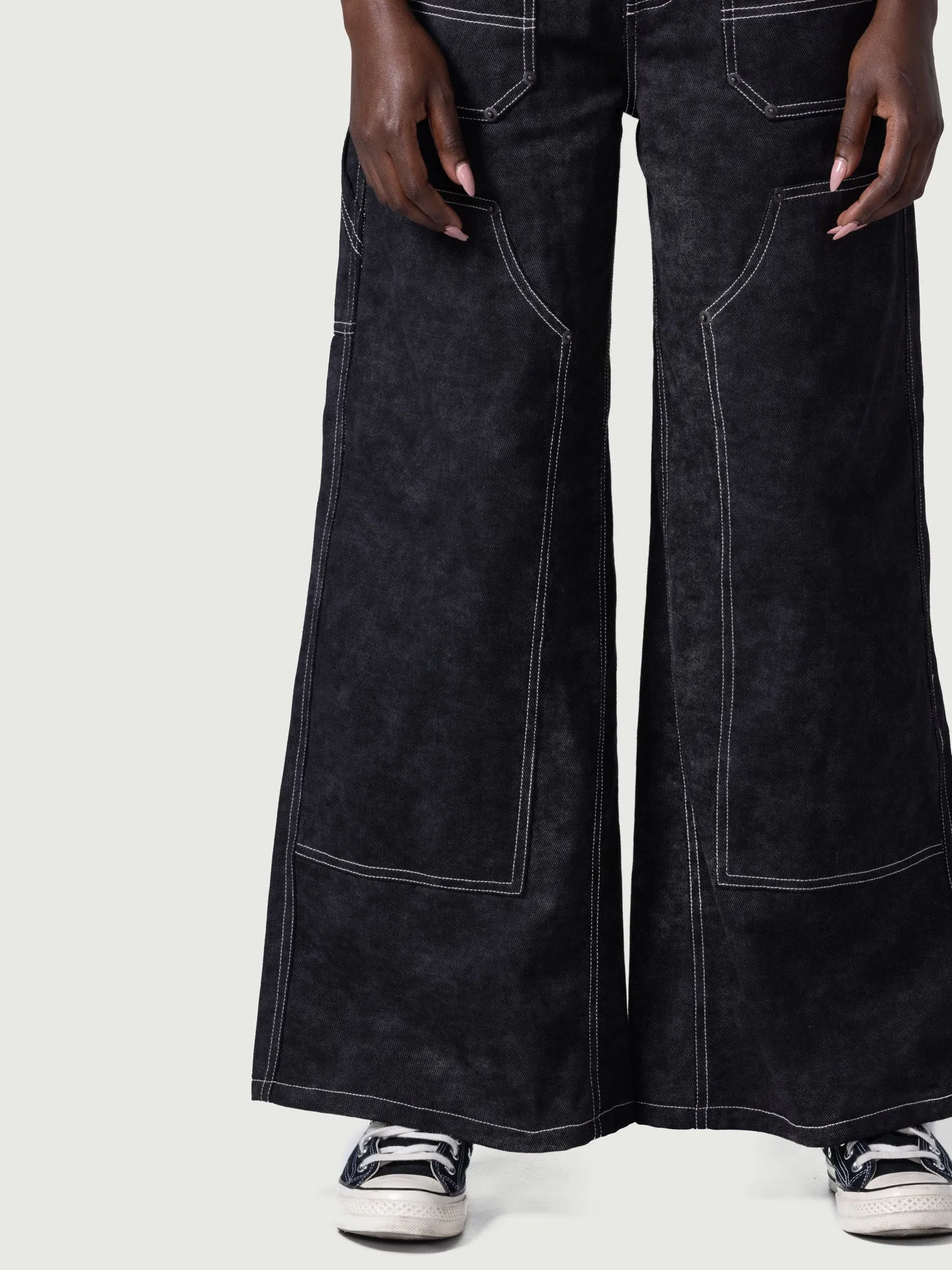 Womens Washed Wide Leg Carpenter Pant - Black sold by Honor the Gift product image thumbnail 3