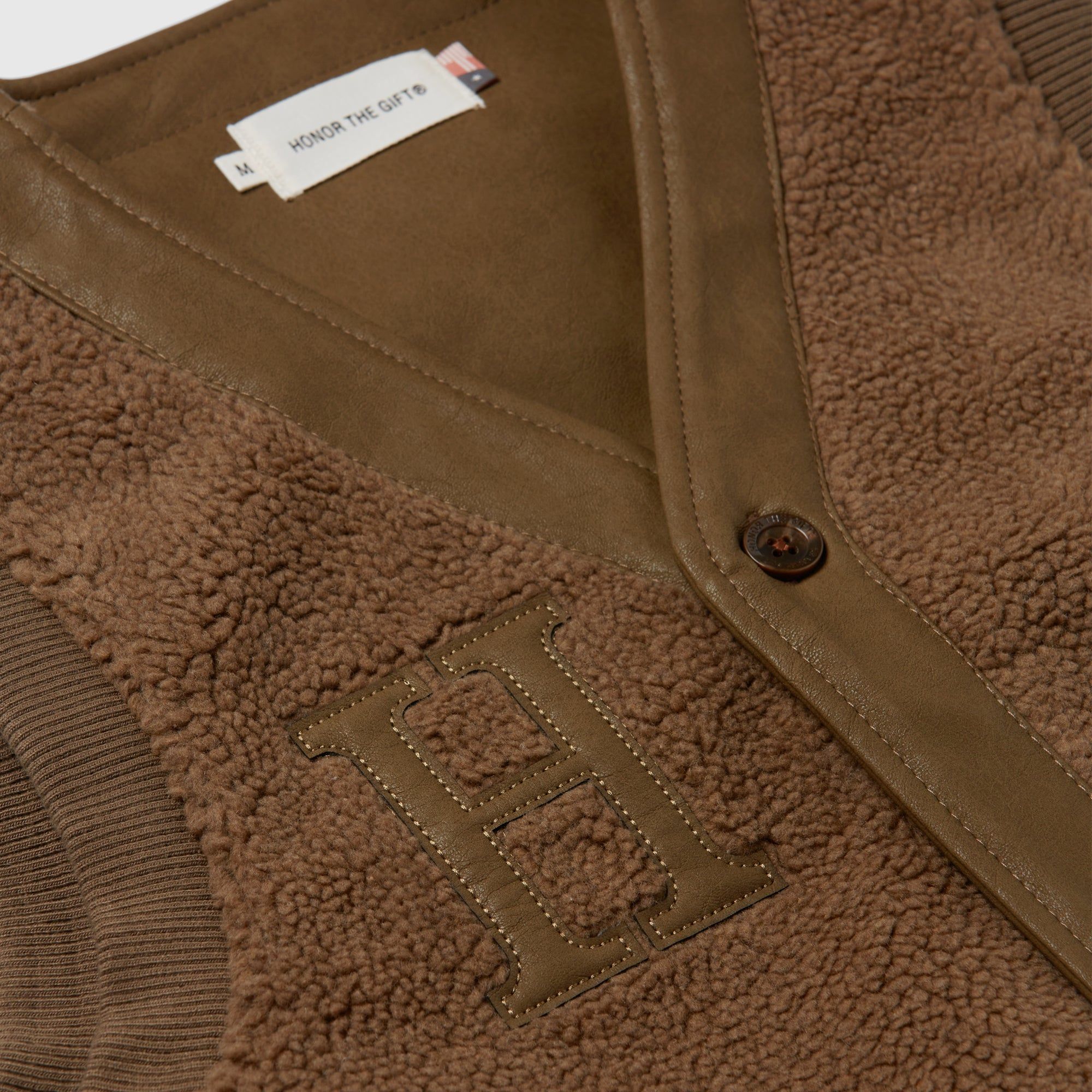 Womens Bonded Vegan Leather Vest - Olive sold by Honor the Gift product image thumbnail 3