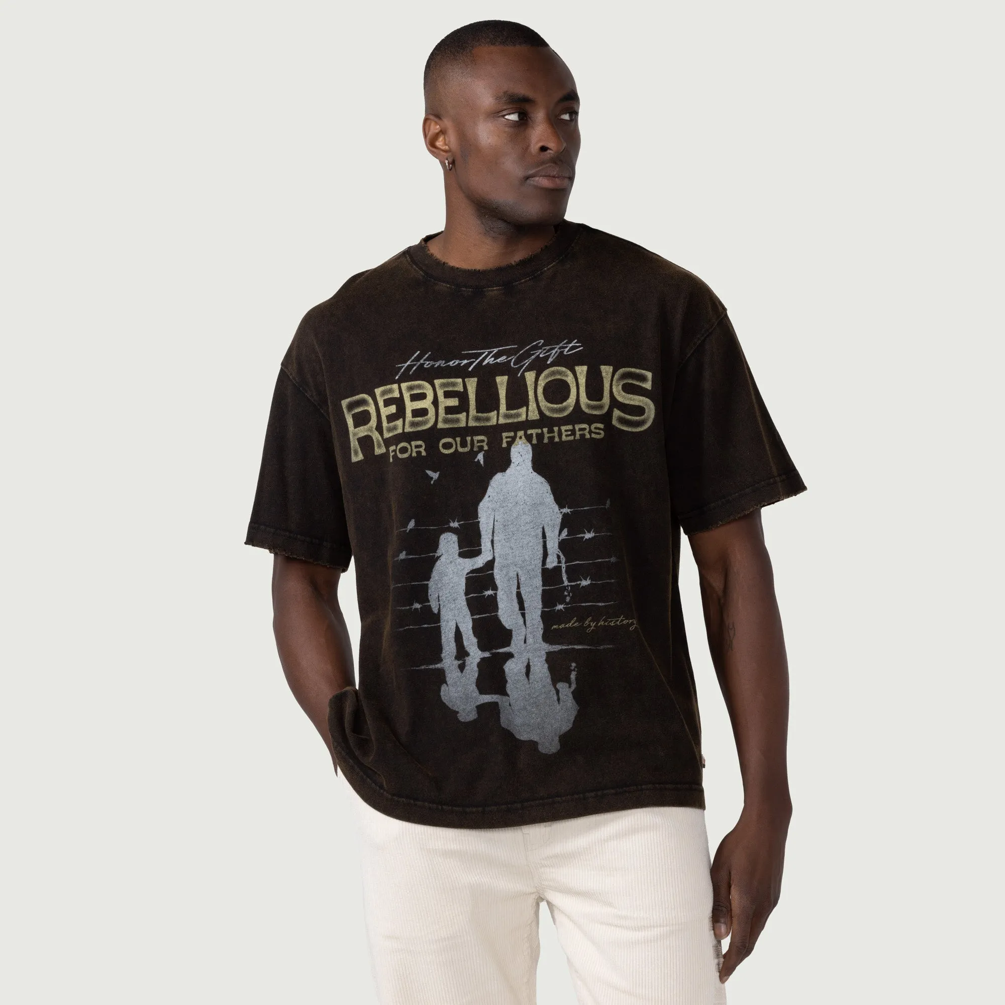 Rebellious For Our Fathers T-Shirt - Black sold by Honor the Gift product image thumbnail 3
