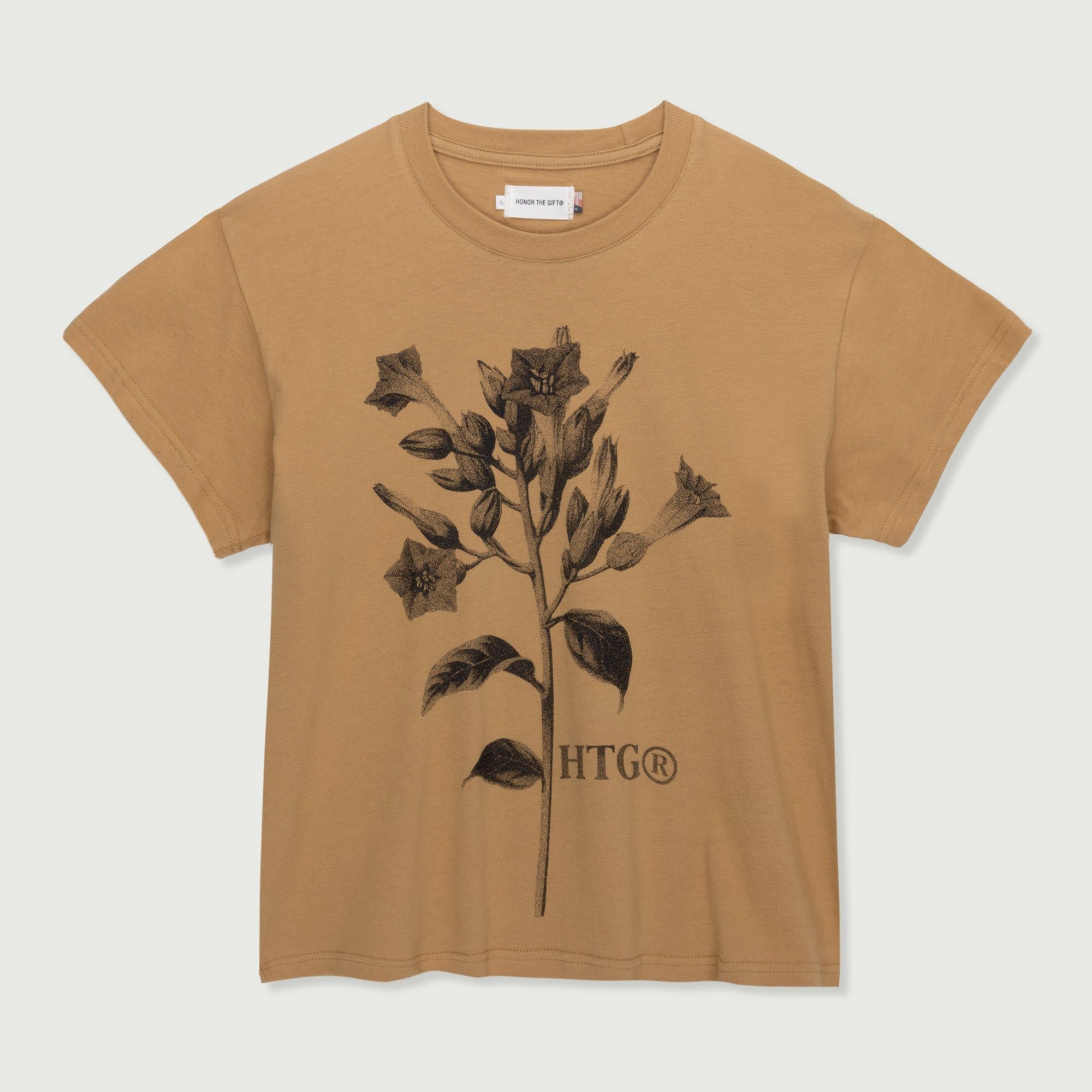 Womens Tobacco Flower T-Shirt - Tan sold by Honor the Gift