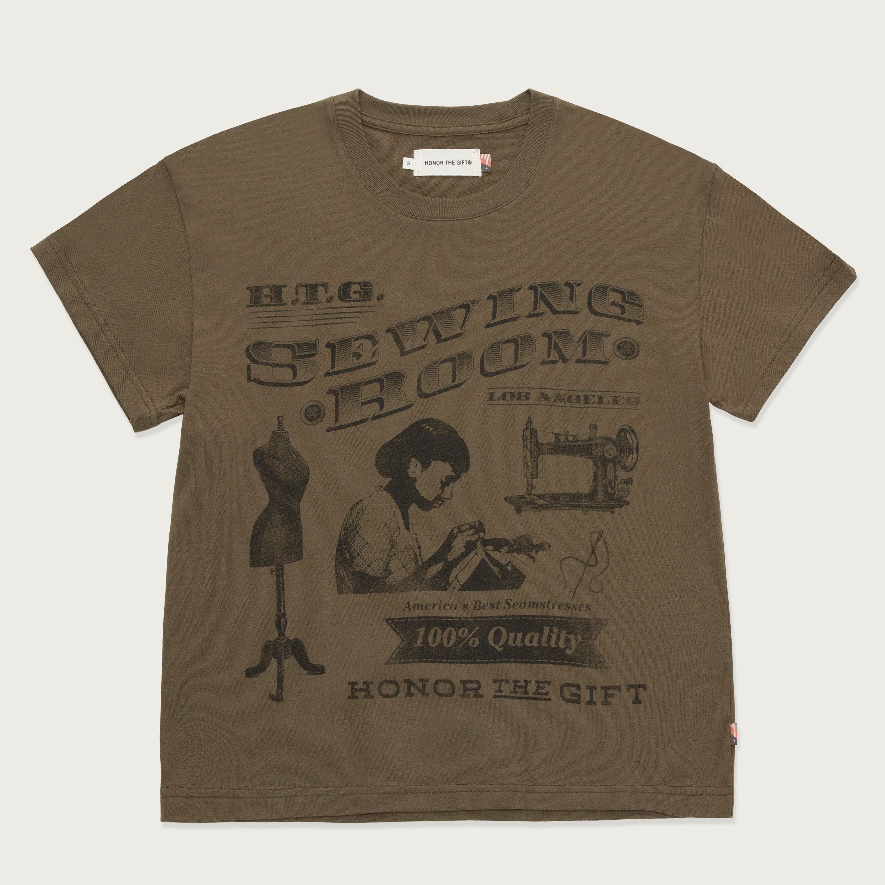 Womens Sewing Room T-Shirt - Olive sold by Honor the Gift