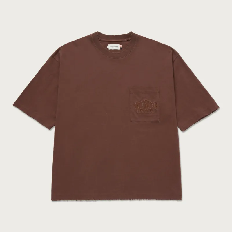 Embroidered Pocket T-Shirt - Brown sold by Honor the Gift
