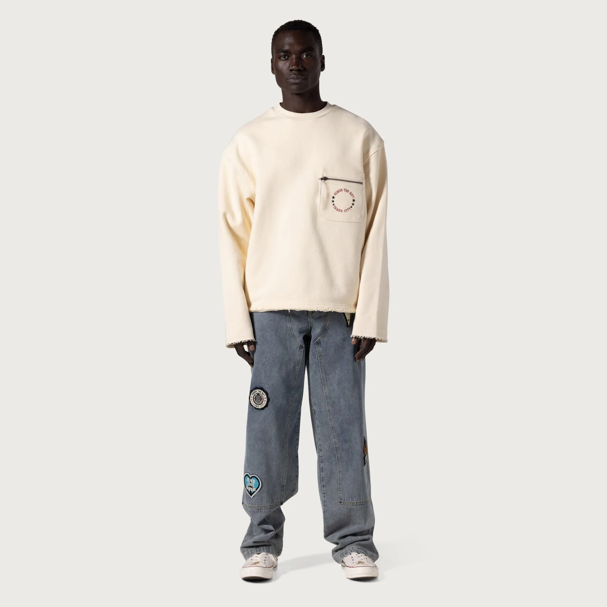 Pocket Pullover Crewneck Sweater - Bone sold by Honor the Gift product image thumbnail 3