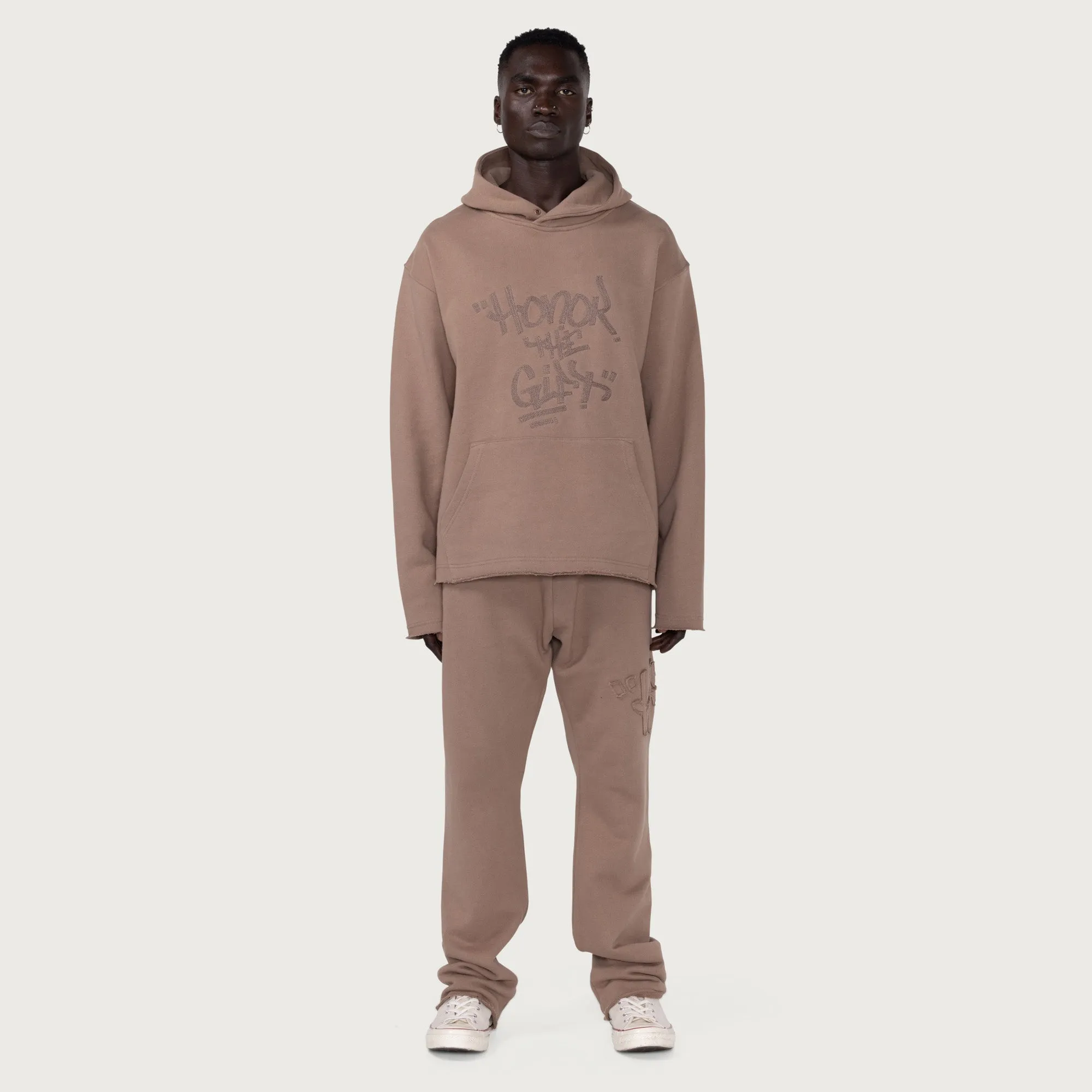 Script Embroidered Sweats - Lt. Brown sold by Honor the Gift product image thumbnail 3