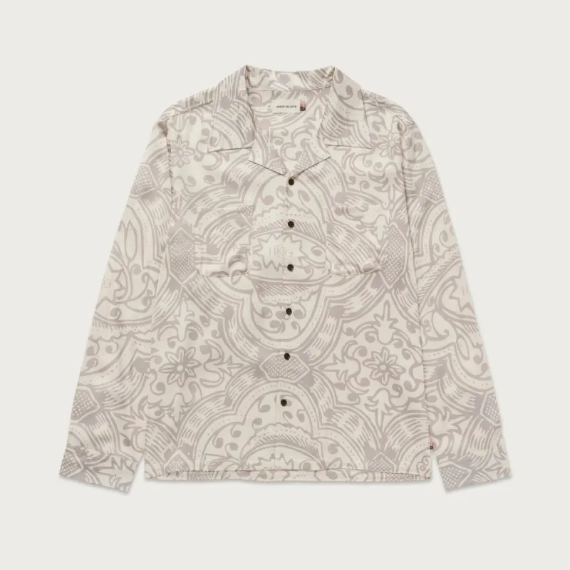 L/S Printed Woven Button Up - Bone sold by Honor the Gift