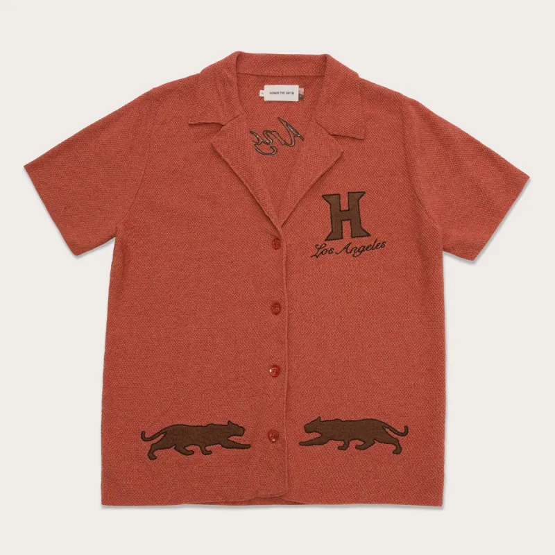 Women's Jungle Camp Button Up - Crimson sold by Honor the Gift