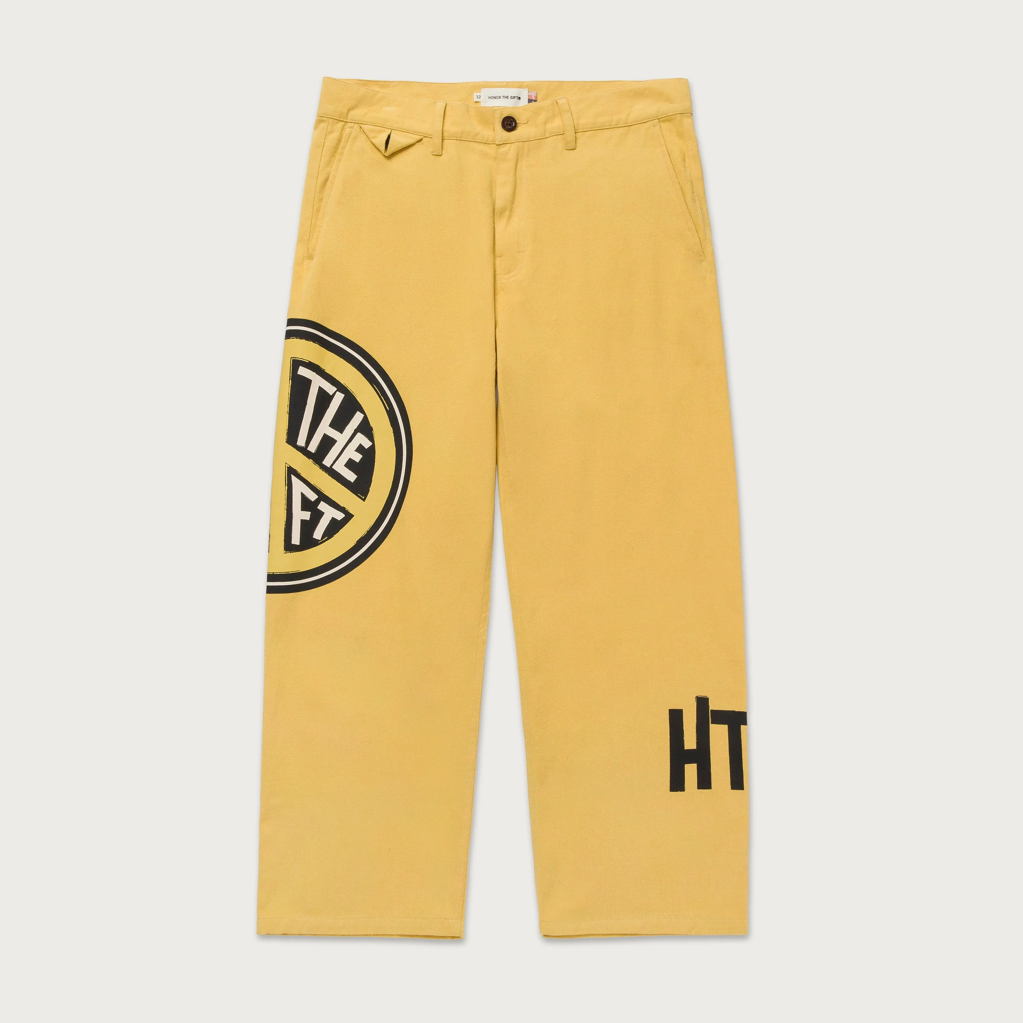 Peace Print Trouser Pant - Yellow sold by Honor the Gift