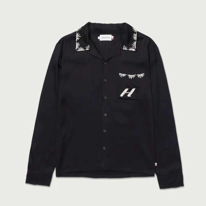 Palm Stitch LS Button Up - Black sold by Honor the Gift