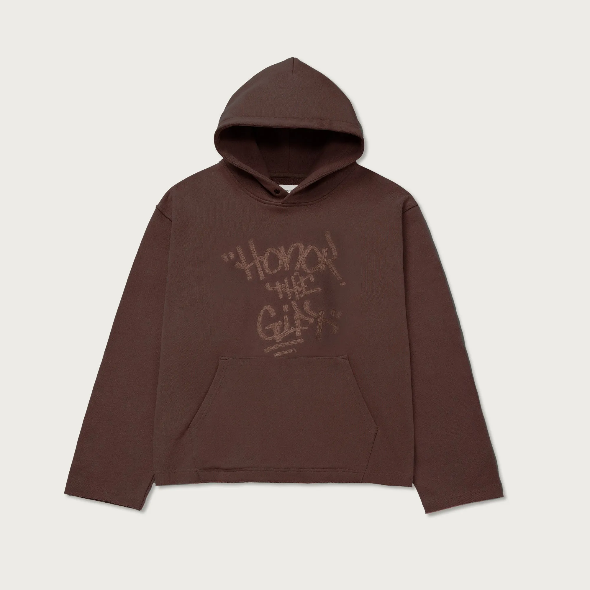 Script Embroidered Hoodie - Brown sold by Honor the Gift