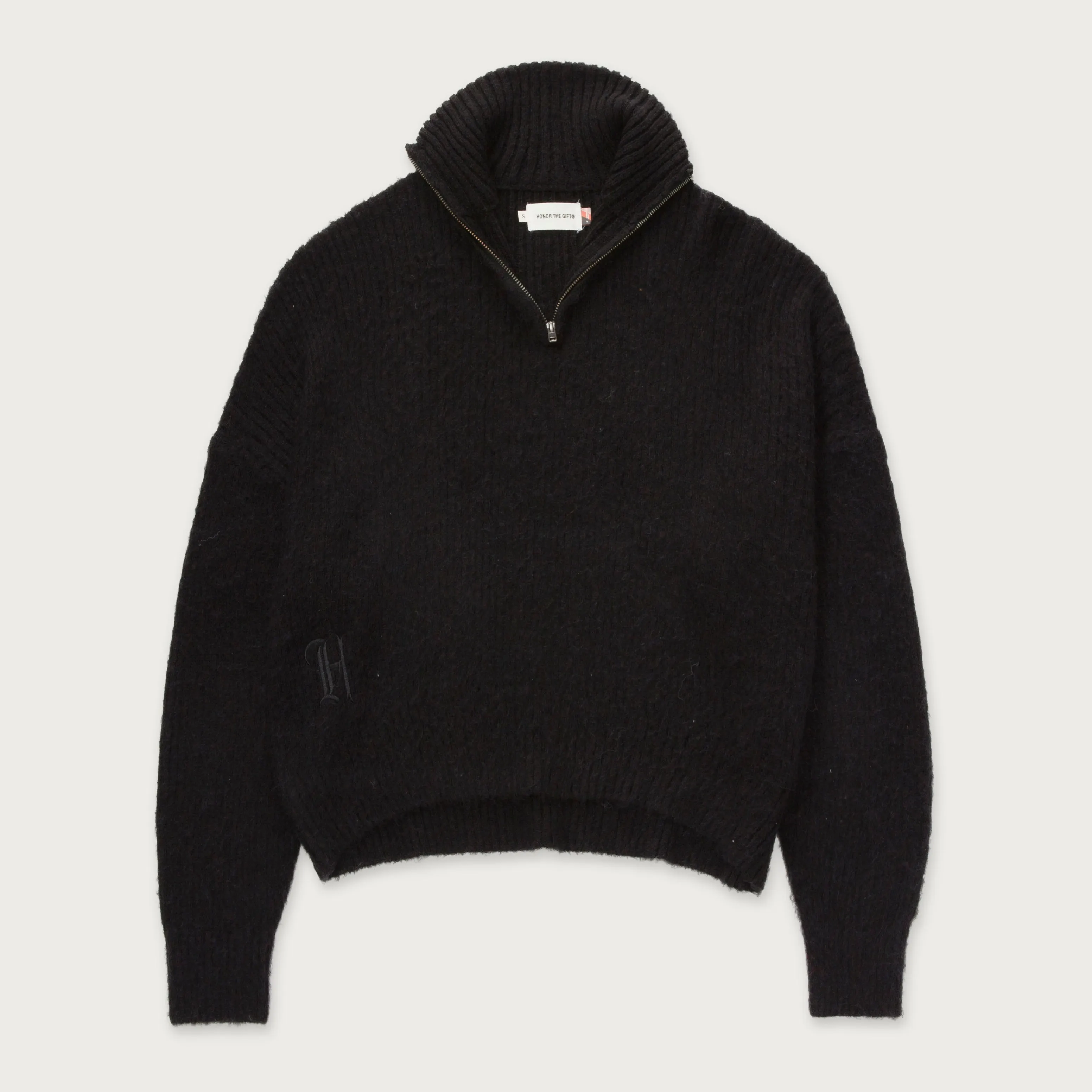 Womens Oversize Knit Quarter Zip - Black sold by Honor the Gift