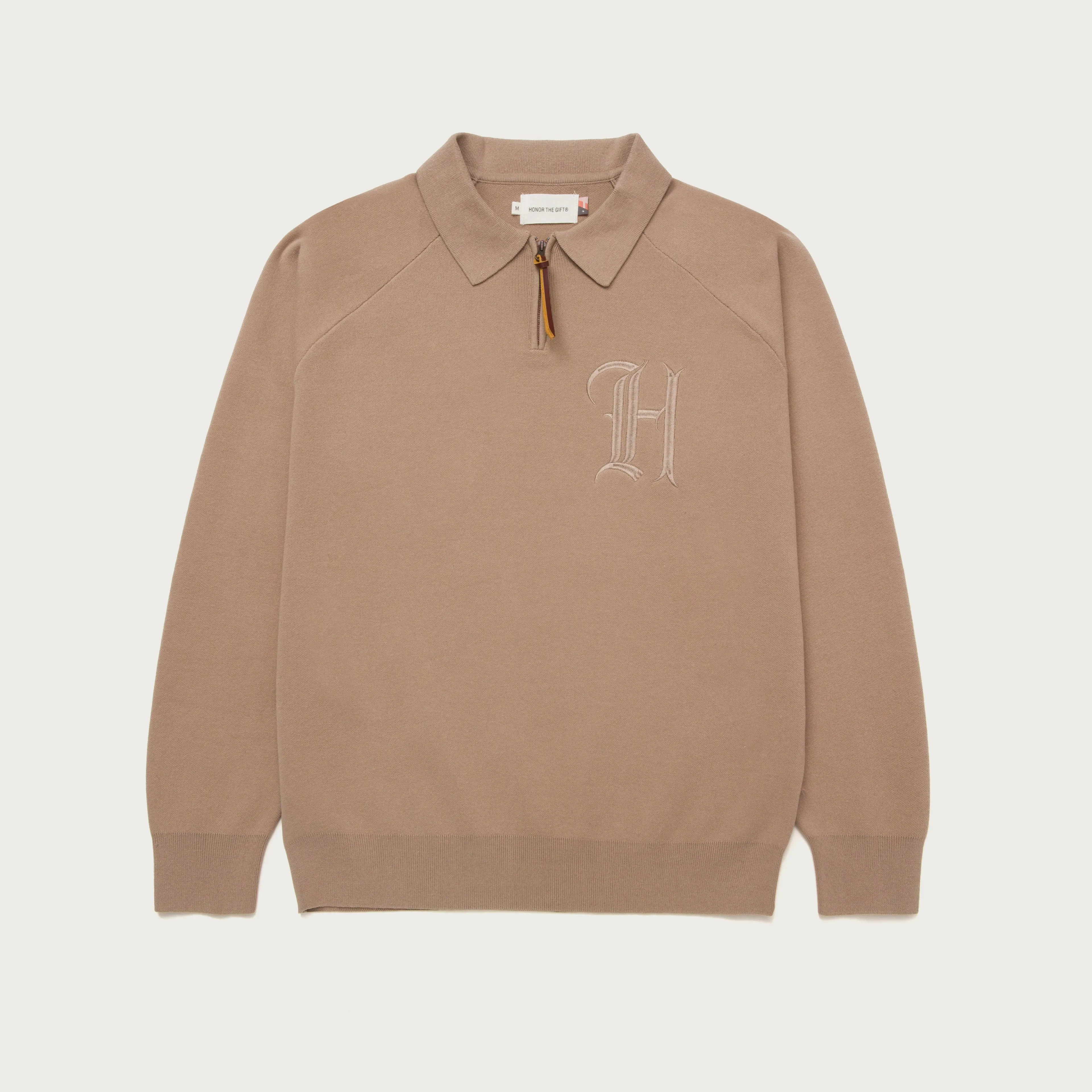 HTG® Zip Henley - Lt. Brown sold by Honor the Gift