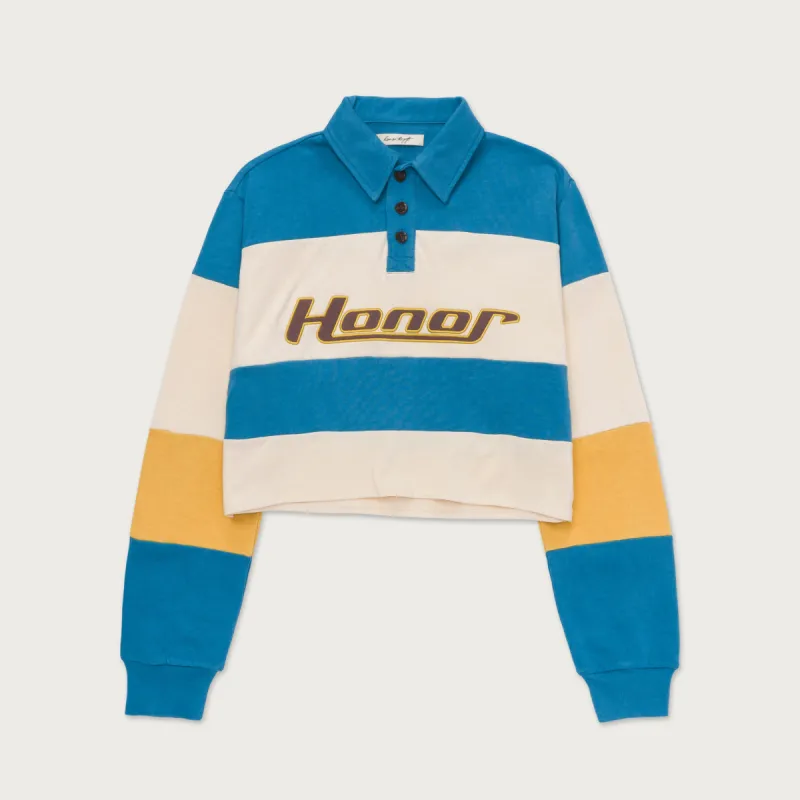 Womens Cropped Rugby - Blue sold by Honor the Gift