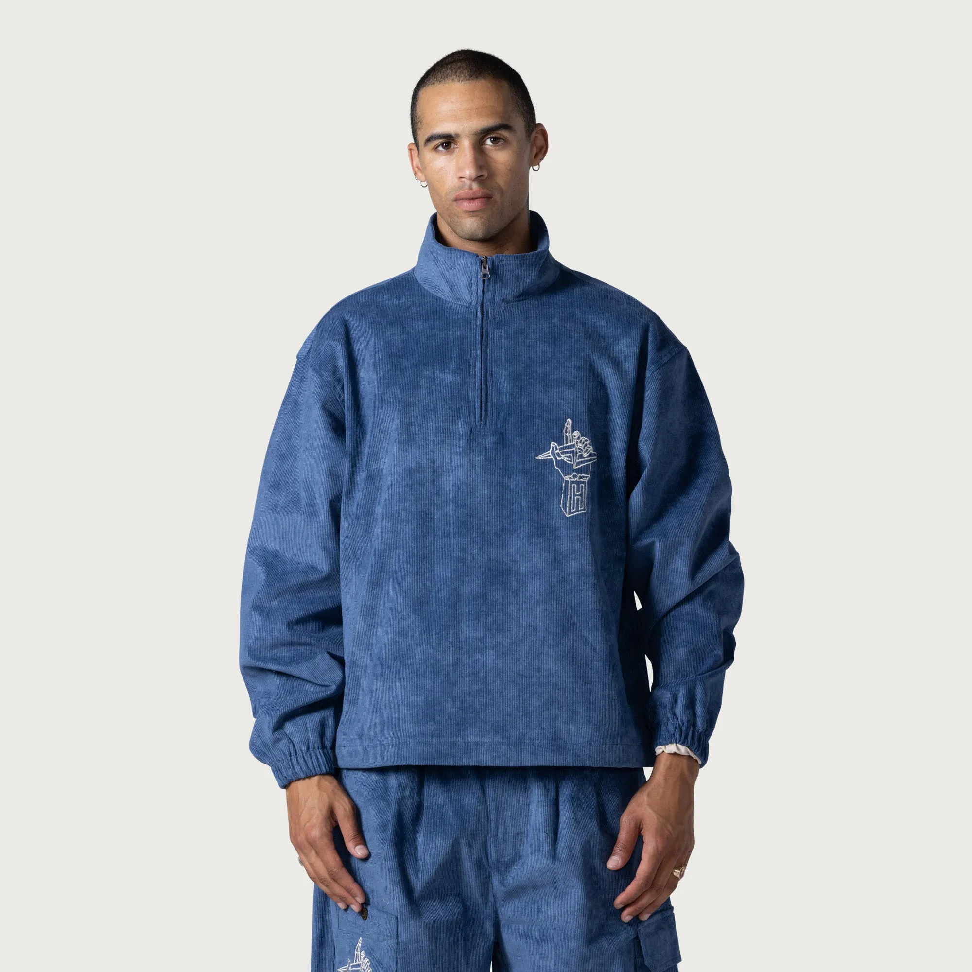 Corduroy Qtr Zip Anorak - Blue sold by Honor the Gift product image thumbnail 2