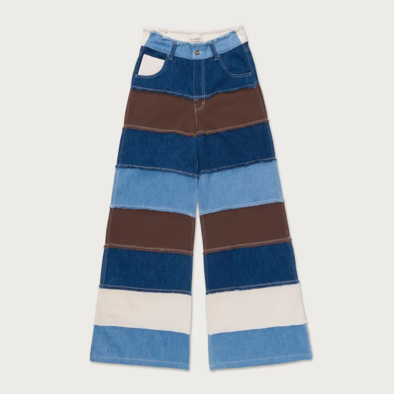 Womens Wide Leg Panel Denim Pant - Brown sold by Honor the Gift