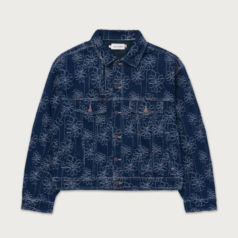 Flower Jacquard Jacket - Indigo made by Honor the Gift