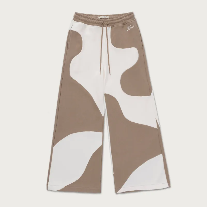 Womens Curved Patchwork Sweat Wide Leg - Bone sold by Honor the Gift