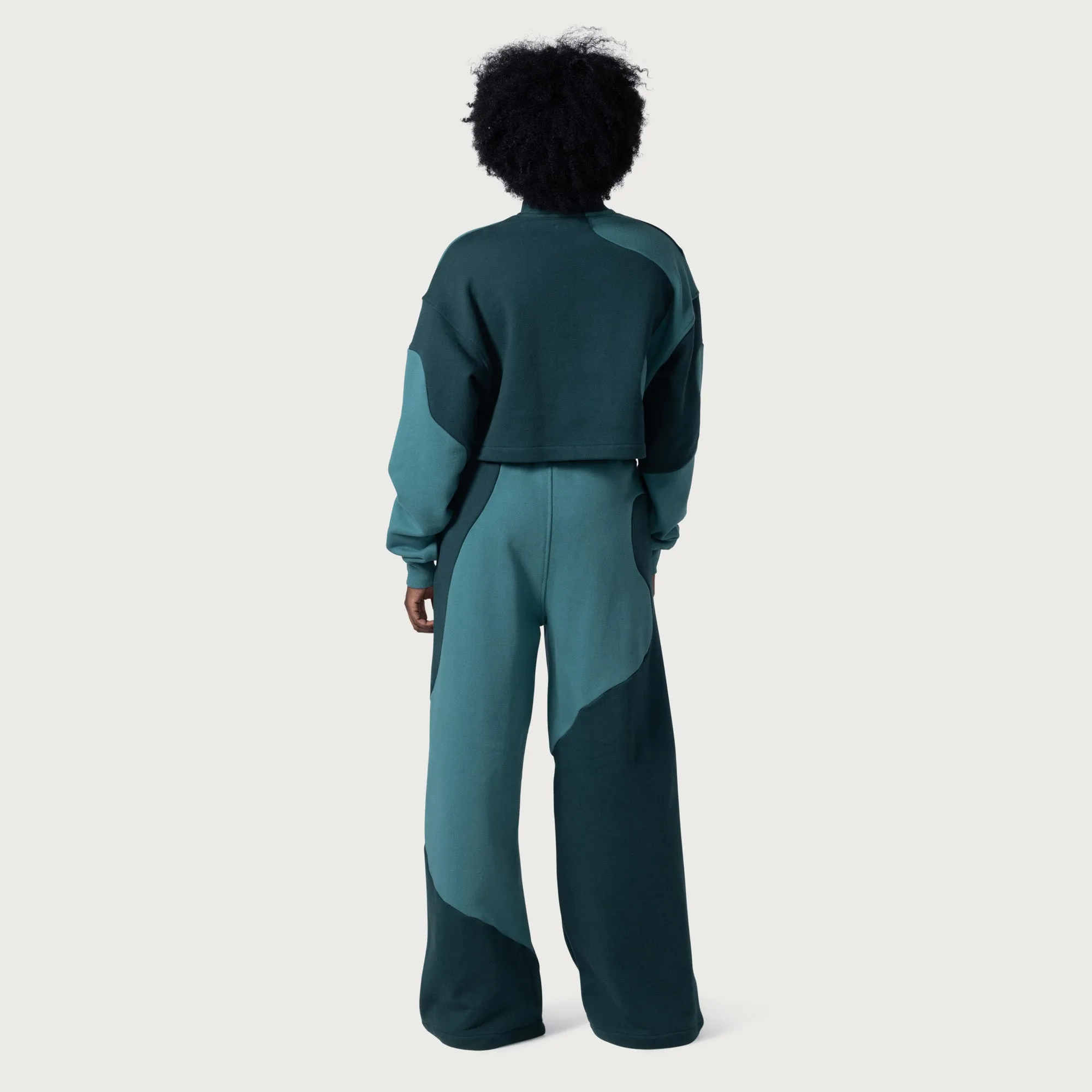 Womens Curved Patchwork Sweat Wide Leg - Green sold by Honor the Gift product image thumbnail 5