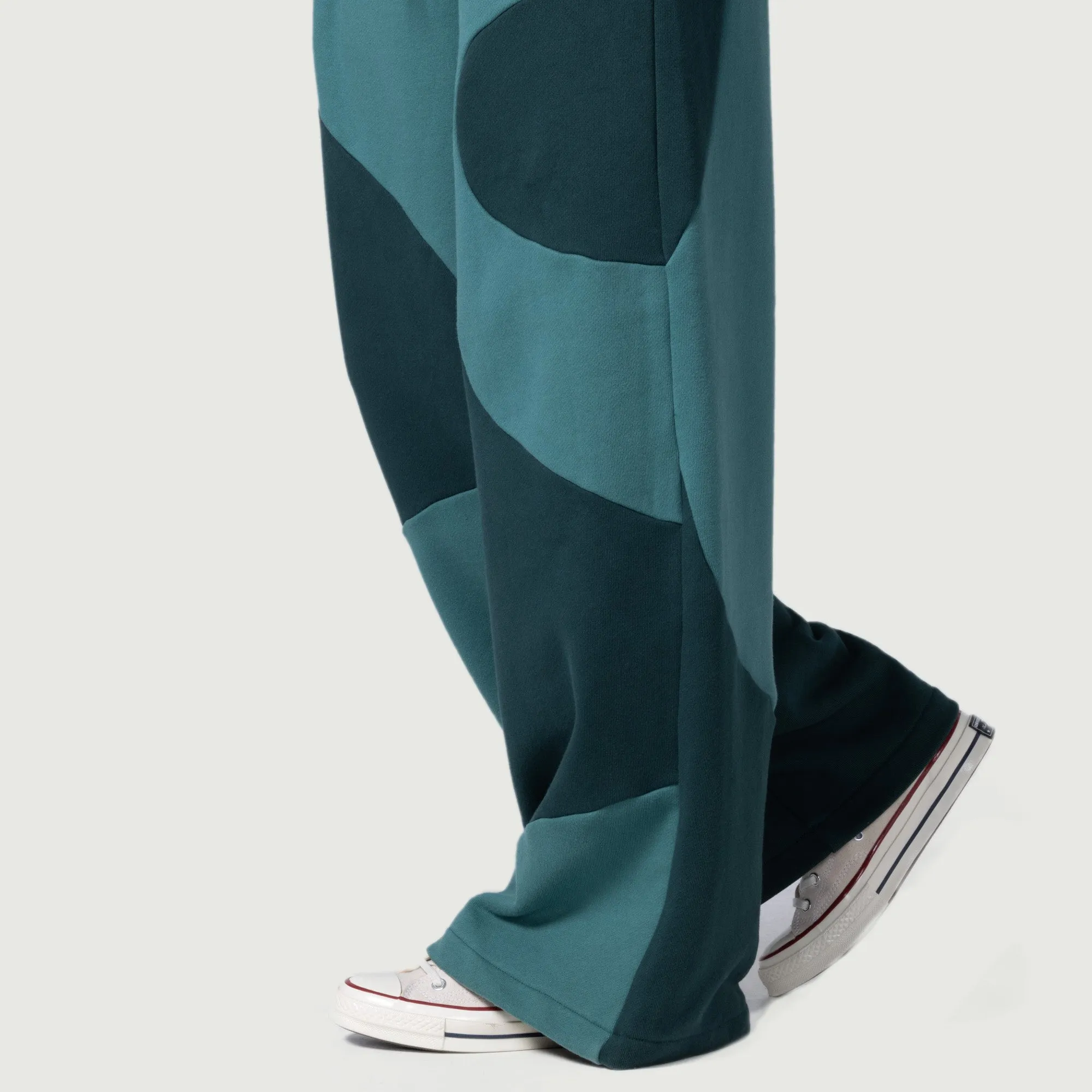 Womens Curved Patchwork Sweat Wide Leg - Green sold by Honor the Gift product image thumbnail 4