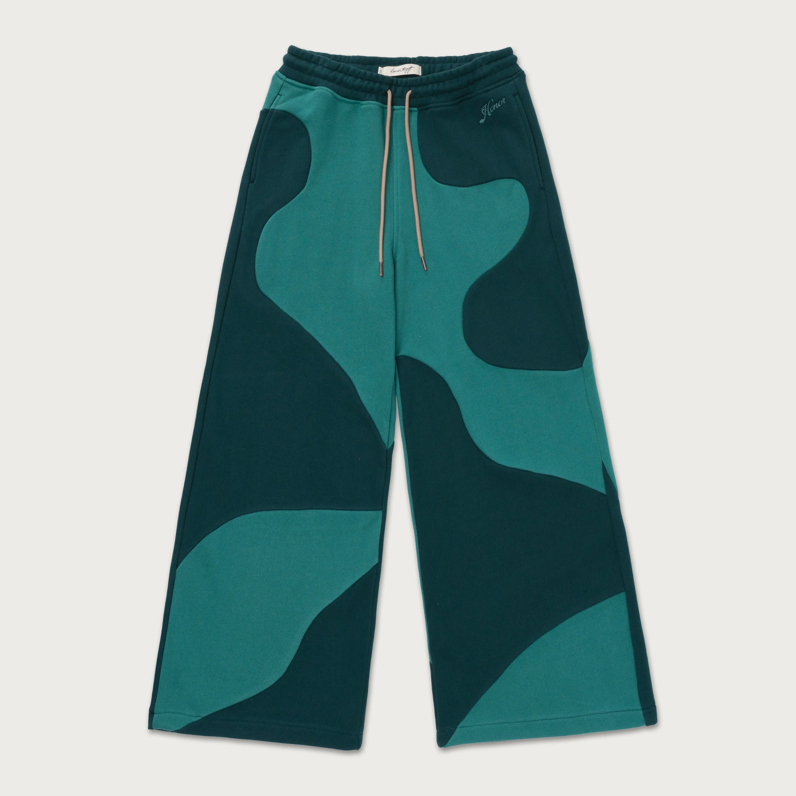 Womens Curved Patchwork Sweat Wide Leg - Green sold by Honor the Gift