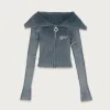 Womens Washed Shawl Zip Front - Green sold by Honor the Gift
