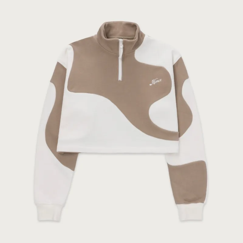 Womens Curved Patchwork Zip Front - Bone sold by Honor the Gift