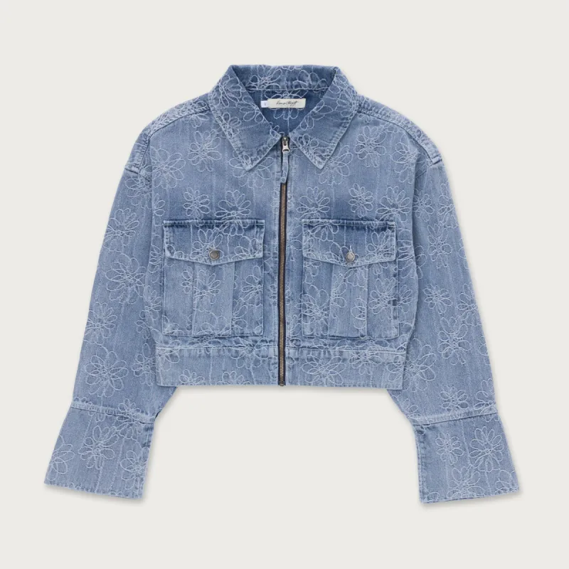 Womens Cropped Denim Jacket - Light Blue sold by Honor the Gift