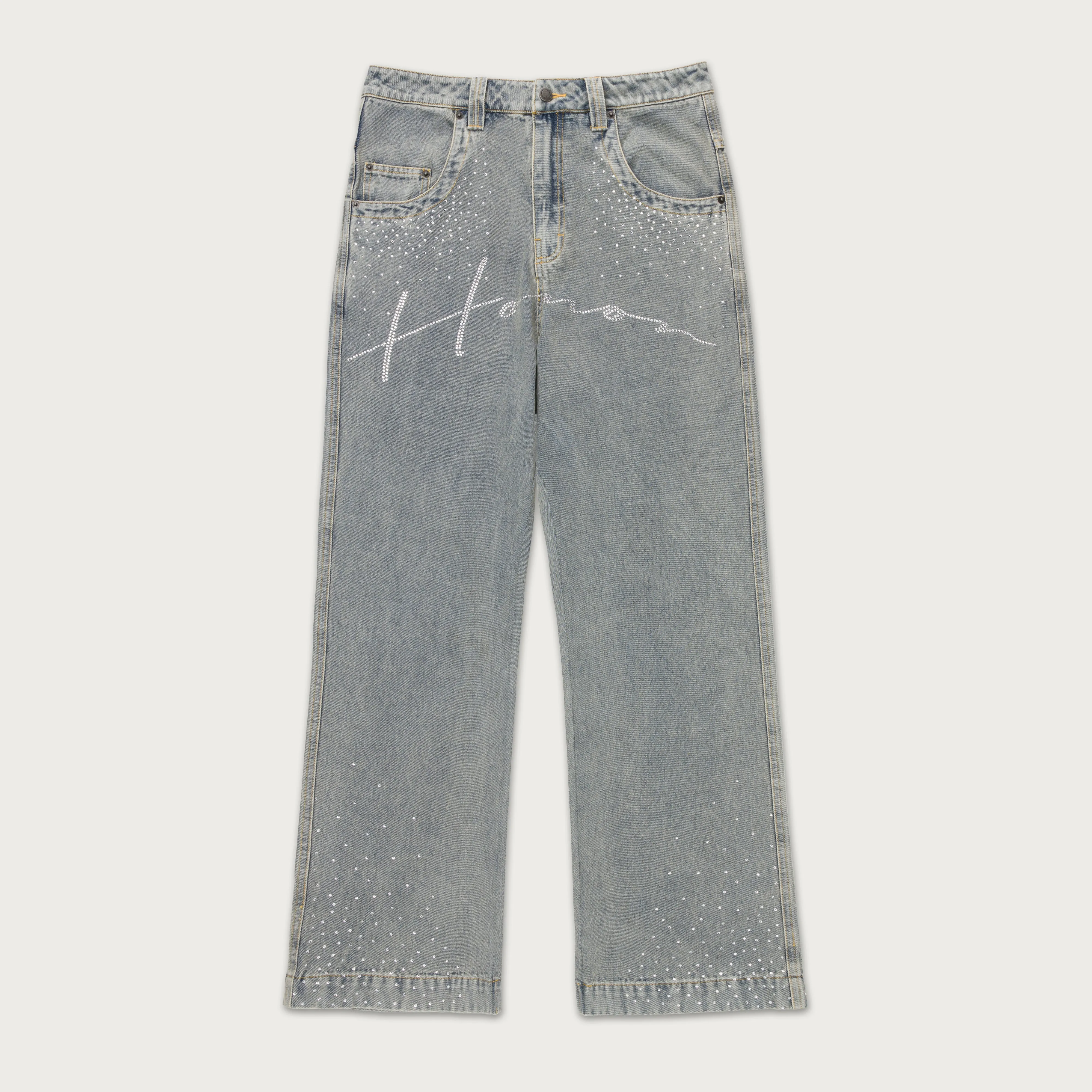 Rhinestone Wide Leg Pant - Indigo sold by Honor the Gift
