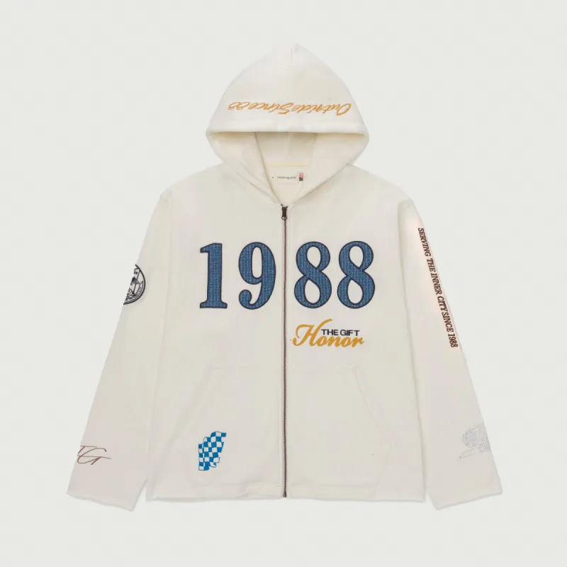 1988 Full Zip Hoodie - White sold by Honor the Gift