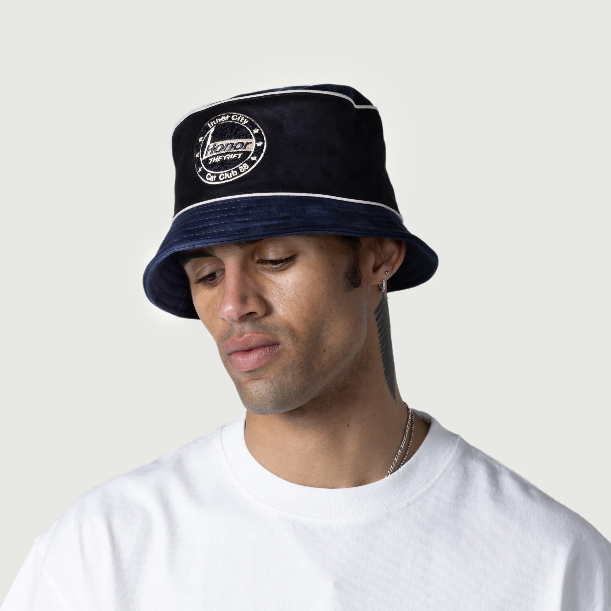 Faux Suede Bomber Bucket Hat - Navy sold by Honor the Gift product image thumbnail 3