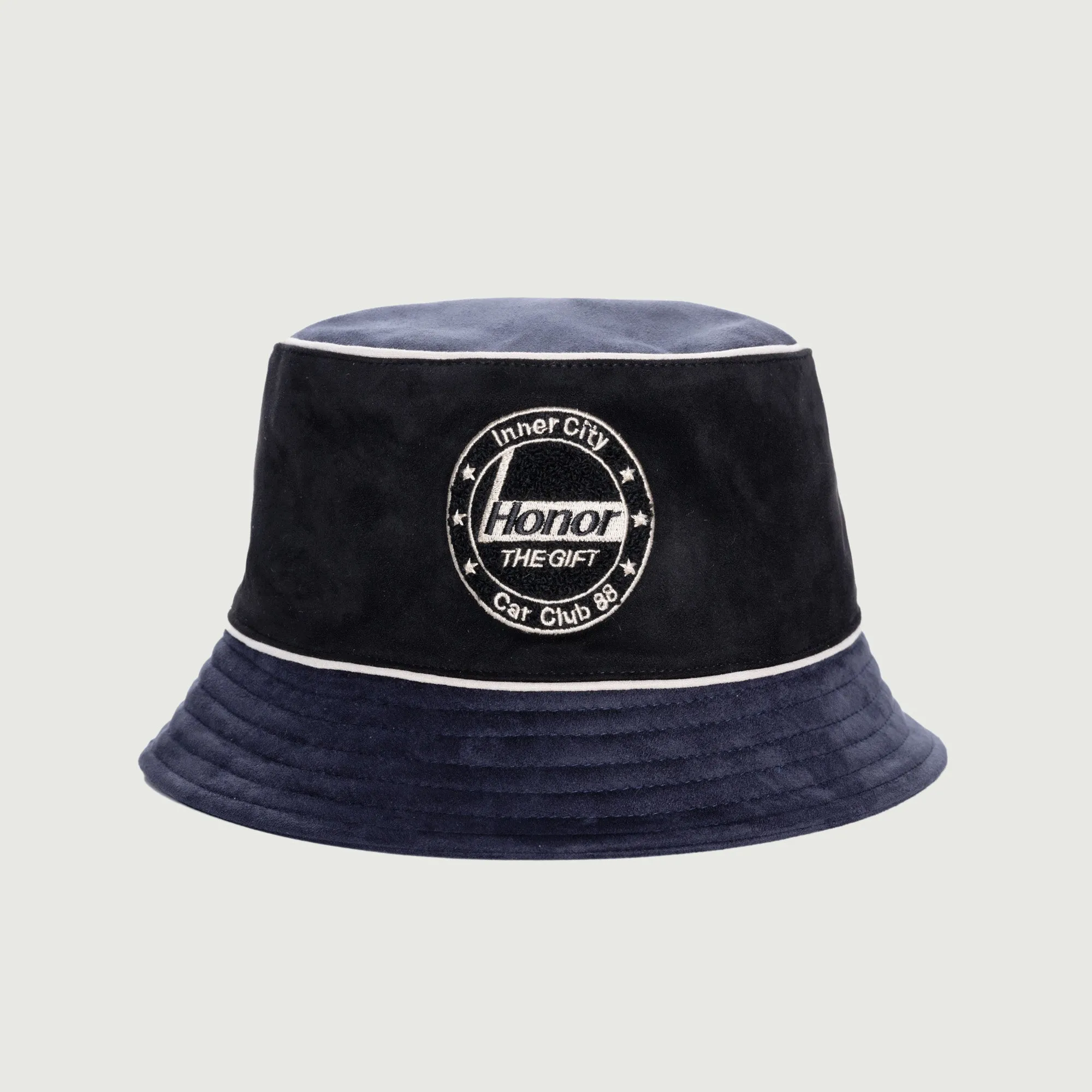 Faux Suede Bomber Bucket Hat - Navy sold by Honor the Gift