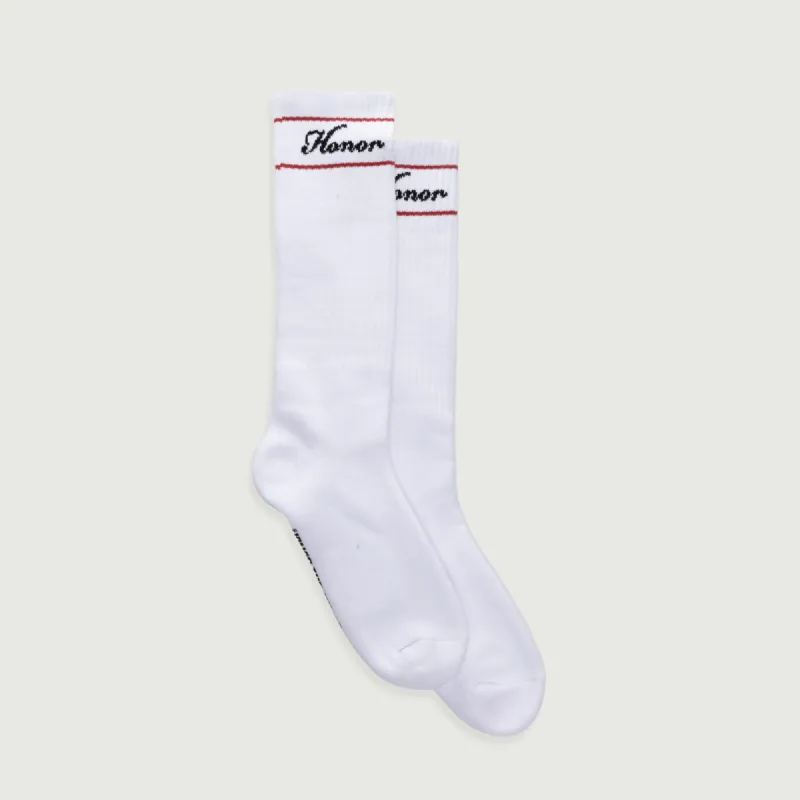 Honor Striped Ribbed Sock - White sold by Honor the Gift