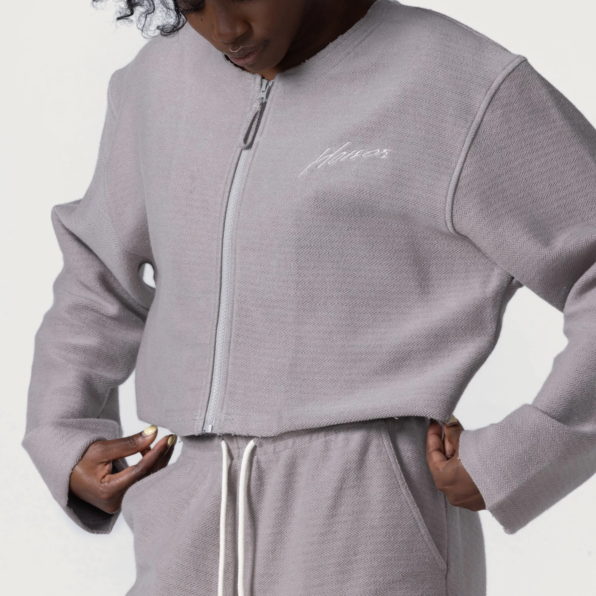 Honor Round Crop Zip Crew - Grey sold by Honor the Gift product image thumbnail 3