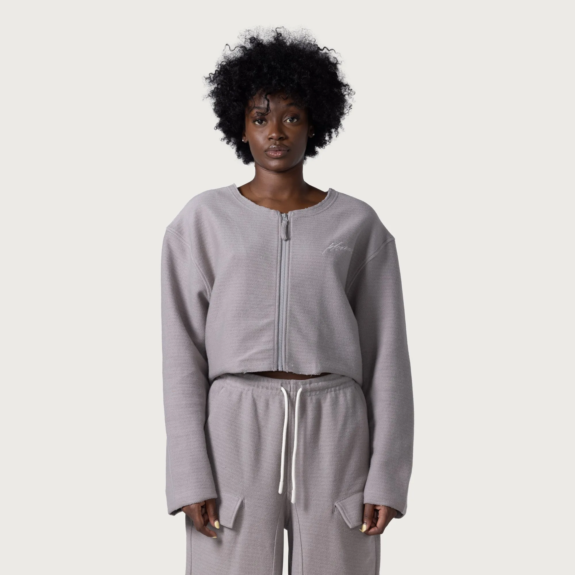 Honor Round Crop Zip Crew - Grey sold by Honor the Gift product image thumbnail 2